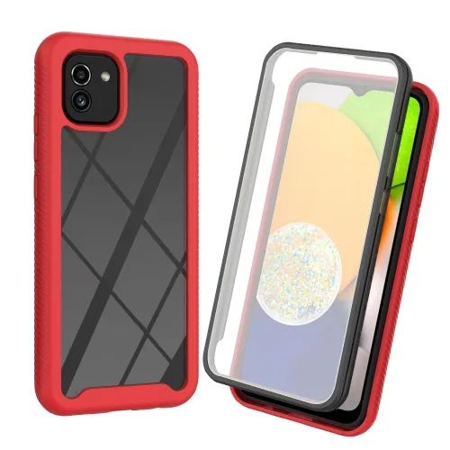 DUAL Obojstranný kryt s fóliou Samsung Galaxy A03 červený