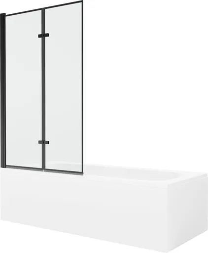 MEXEN/S - Vega obdĺžniková vaňa 180 x 80 cm s panelom + vaňová zástena 100, čierna vzor 550118080X9210027070