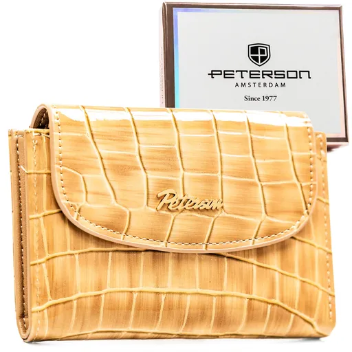 Dámska béžová peňaženka z ekologickej kože s krokodíliou textúrou Peterson