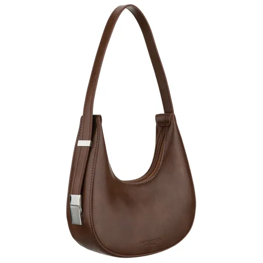 Dámska hnedá bagetová crossbody kabelka z ekologickej kože