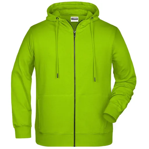 James & Nicholson (Daiber) Pánska mikina na zips z biobavlny 8026 - Žlto-zelená | 3XL