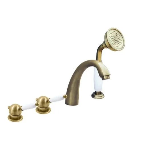 Vaňová batéria RAV Slezák LABE so sprchovacím setom stará mosadz L576.0PSM