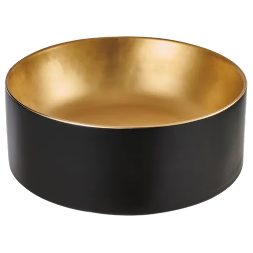 INVENA - Umývadlo na dosku KETO 42 cm, čierna/zlatá CE-14-017-C