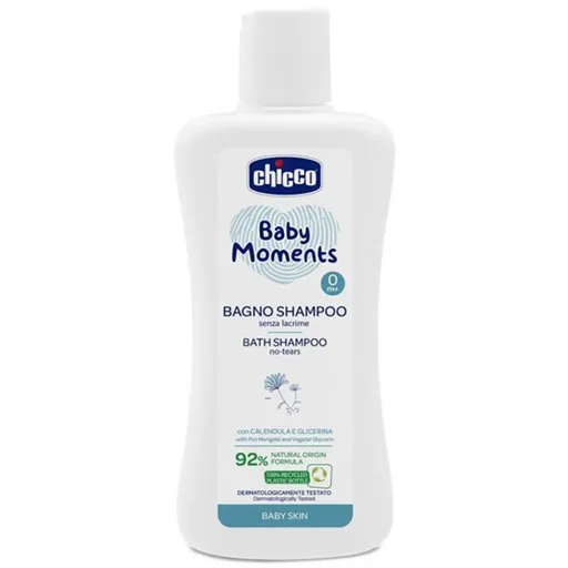 CHICCO Šampón jemný na vlasy a telo Baby Moments 92 % prírodných zložiek 200 ml