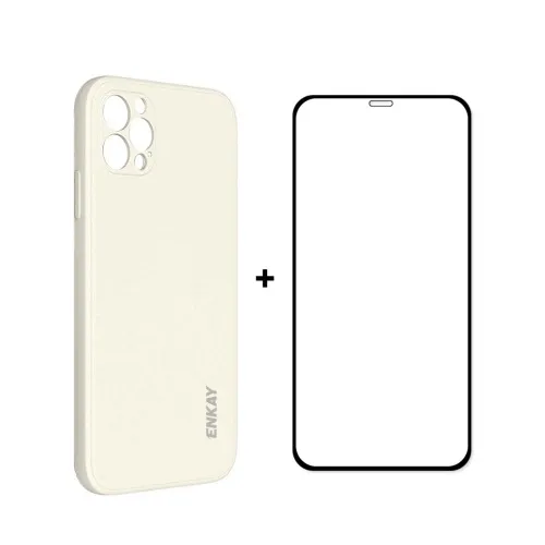ENKAY Obal + 3D sklo Apple iPhone 12 Pro Max béžový