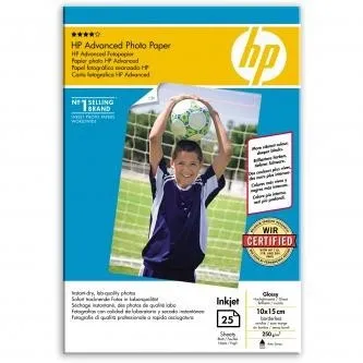 HP Advanced Glossy Photo Paper Q8691A, 250 g/m2, 10x15cm, 25ks, lesklý, biely, foto papier