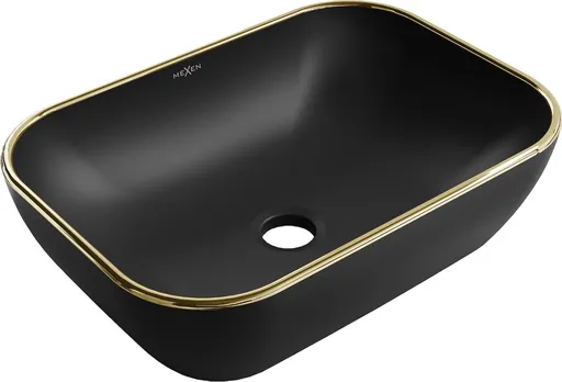 MEXEN - Rita umývadlo na dosku 45 x 32, čierna mat/zlatá linka 21084575