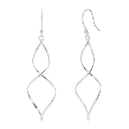 Strieborné 925 náušnice - lesklé špirálovito zatočené línie, africké háčiky