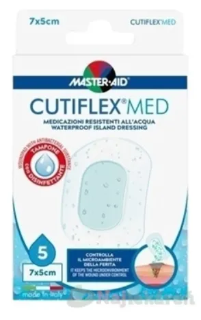 MASTER AID CUTIFLEX MED Rýchloobväz transparentné sterilné vodeodolné krytie na rany 7x5cm 5ks