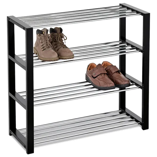 Botník 4 poschodia čierna/chróm, 81 x 30 x 73 cm, 4 poschodia