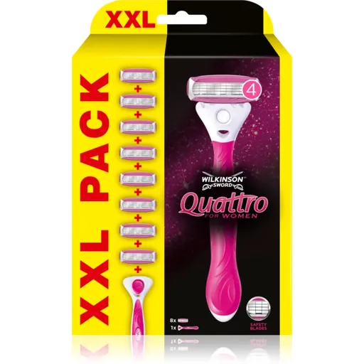 Wilkinson Sword Quattro for Women Aloe & Vit. E holiaci strojček náhradné čepieľky 8 ks