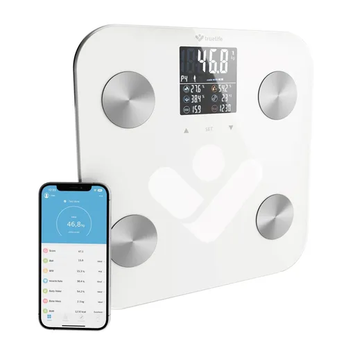 TrueLife FitShape S6 BT - Bioelektrická impedančná bluetooth váha - biela