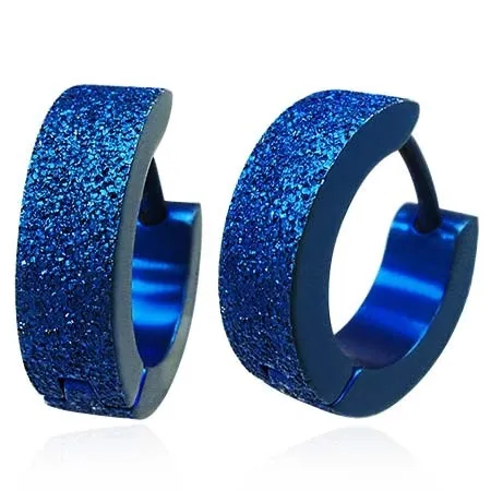 Oceľové kĺbové náušnice s modrým pieskovaným povrchom