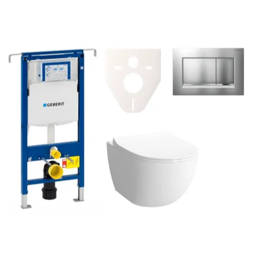 Cenovo zvýhodnený závesný WC set Geberit do ľahkých stien / predstenová montáž + WC VitrA VitrA Shift SIKOGES4N7