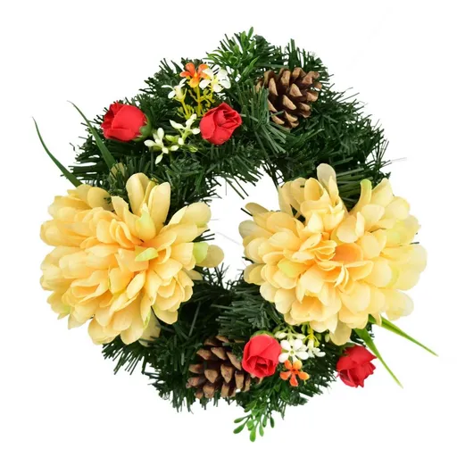 Dušičkový venček Oranžové chryzantémy, 20 cm