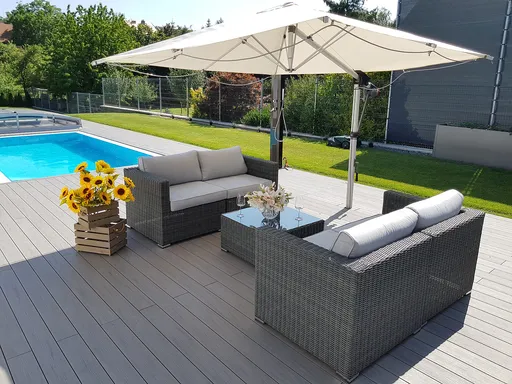 DEOKORK Ratanová variabilná zostava SEVILLA pre 4 osoby (antracit)