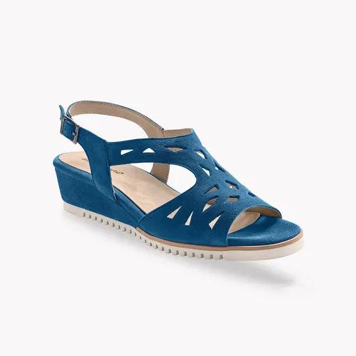 Kožené semišové sandále na klinovom podpätku