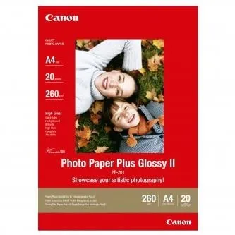 Canon Photo Paper Plus Glossy PP-201 2311B019, 260 g/m2, A4, 20ks, lesklý, atramentový, biely, foto papier