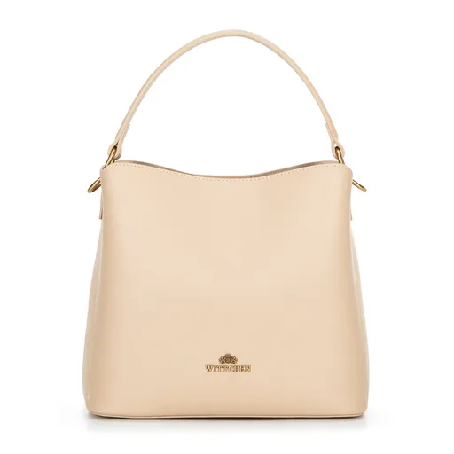 Trojkomorový Kožená kabelka béžový 100-4E-216-9