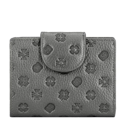 Dámska peňaženka s embosovaním z kože strieborná 99-1E-362-S