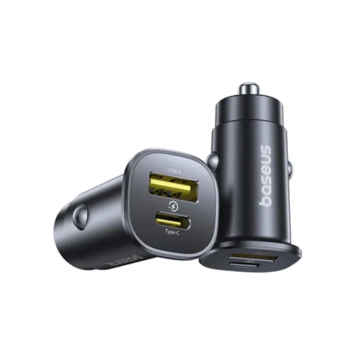 BASEUS GoTrip Autonabíjačka USB-C / USB-A 30W čierna