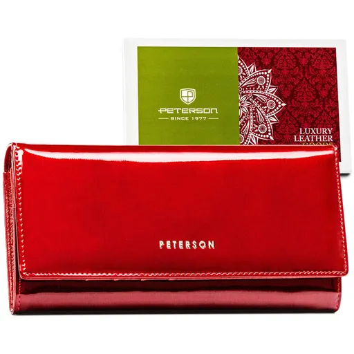 Červená dámska peňaženka s lakovanou úpravou – Peterson PTN 72037-SH Red skl.