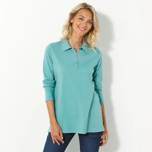 Dvojfarebné džersejové polo tričko s dlhými rukávmi