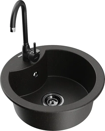 MEXEN/S MEXEN/S - Diego granitový drez vrátane batérie Telma, čierna/zlatá 6512-75-670200-70-B