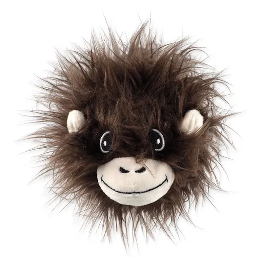 Hračka Dog Fantasy Jungle hlava opičia pískacia tmavo hnedá 12cm
