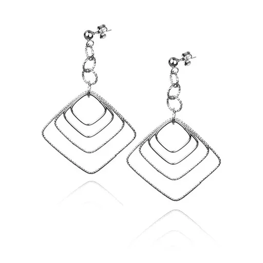 Náušnice zo striebra 925 - štvorce zavesené na krúžkoch