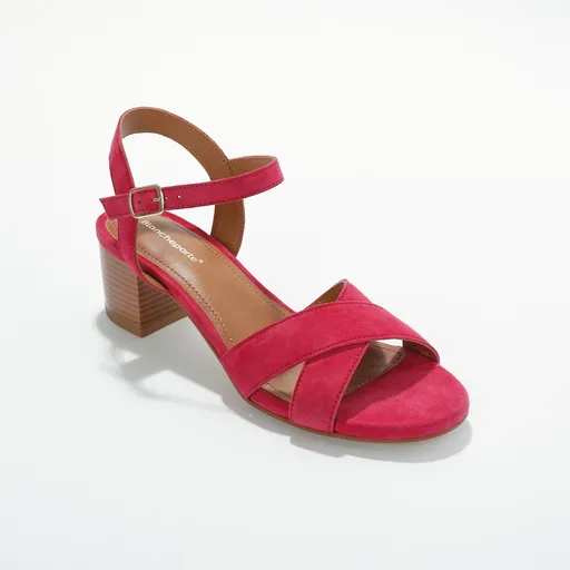 Kožené sandále na podpätku