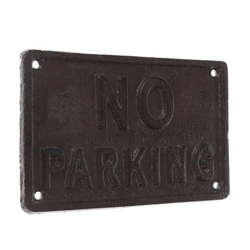 Liatinová dekorácia na stenu "NO PARKING" čierna, 11 x 18 cm