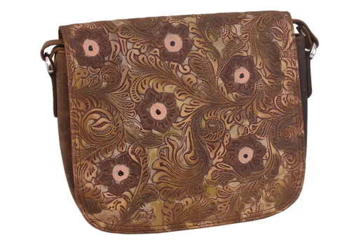 Dámska kožená crossbody kabelka tmavohnedá 450112