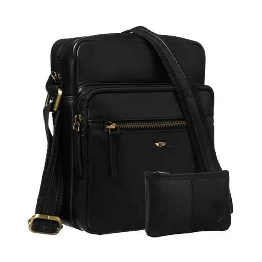 Pánska čierna kožená crossbody taška – mestská elegancia s viacerými zipsovými vreckami