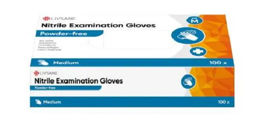 LIVSANE Nitrilové vyšetrovacie rukavice veľ. M nesterilné, nepudrované, fialovomodré 100ks