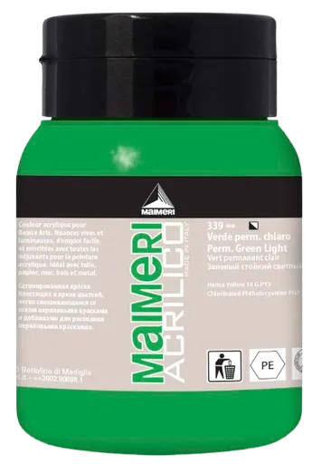 MAIMERI ACRILICO - Akrylové farby 339 - permanent green light, 0,5 L