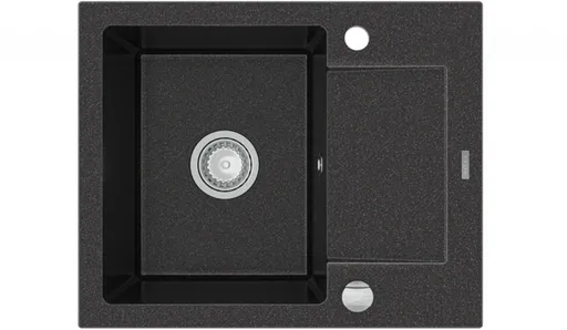 MEXEN MEXEN - Enzo granitový drez 1-misa drez s vypúšťaním krátky odkvapkávač 576x465 mm, čierna škvrnité 6506571005-76