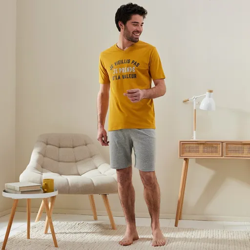 Pyžamo so sloganom, so šortkami a krátkymi rukávmi