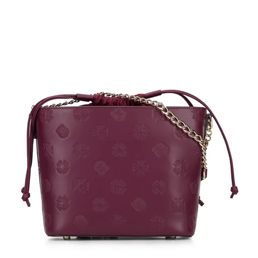 Kožená kabelka s monogramom bordová 95-4E-671-3