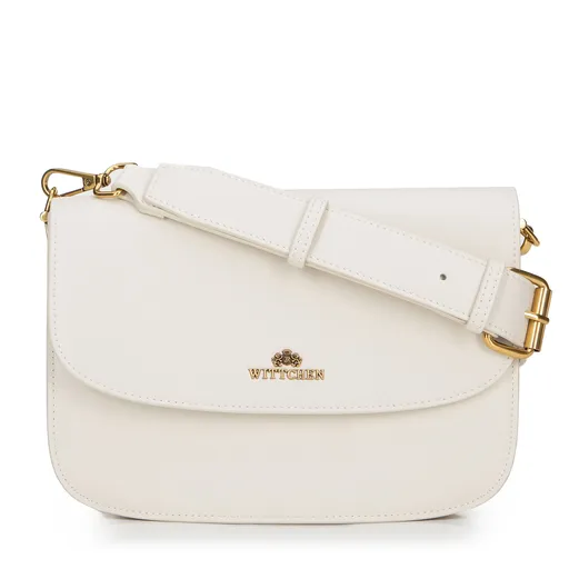 Malá listová kabelka z prírodnej kože krémová 100-4E-215-0