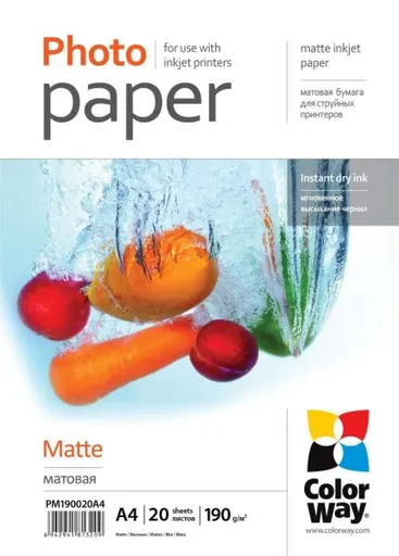 COLORWAY fotopapier/ matte 190g/m2, A4/ 20 kusov