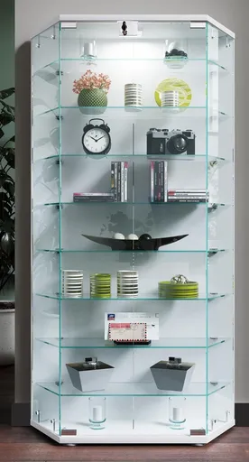 VCM Volně stojící vitrína Cenila XL, bílá