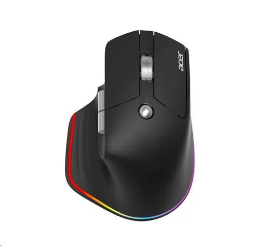 ACER bezdrôtová myš Easy Fit Mouse, ergonomická, 4000dpi, 6 tlačidiel, RGB, 10m dosah, USB-C, BT, Black