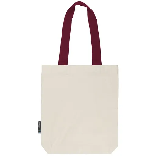 Neutral Nákupná taška s farebnými uškami z organickej Fairtrade bavlny - Prírodná / bordeaux