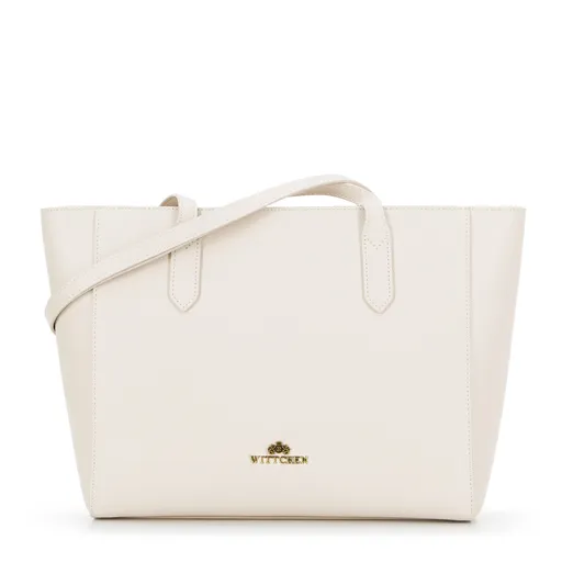 Dámska shopper kabelka z kože krémová 100-4E-602-0