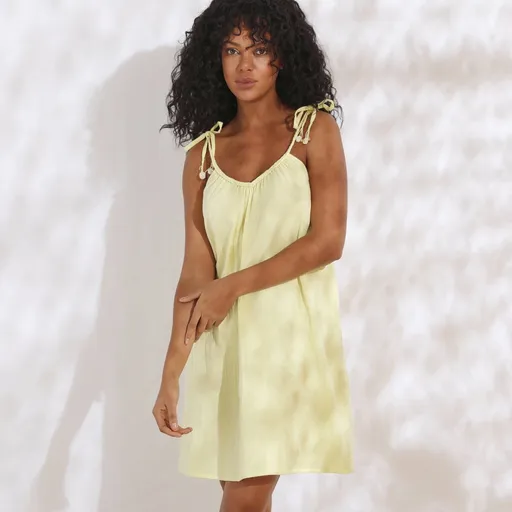 Mušelínové šaty s ramienkami na zaviazanie