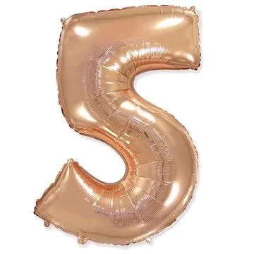 Balón fóliový číslica ružovo zlatá – rose gold 102 cm – 5 (8435102305463)