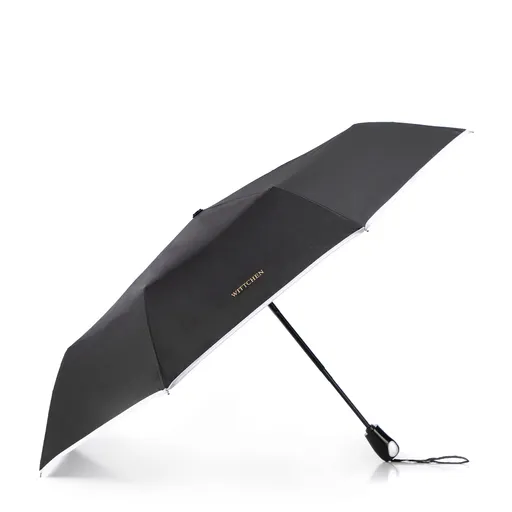 Automatický dáždnik s ozdobným lemovaním čierno-biely PA-7-900-1