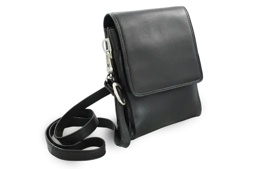 Malý čierny kožený pánsky crossbag 215-2189-60