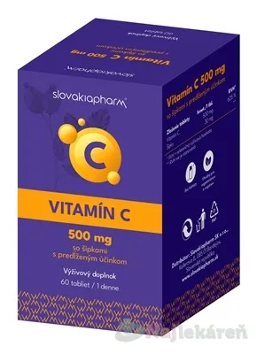 Slovakiapharm Vitamín C 500 mg so šípkami s predĺženým účinkom 60tbl
